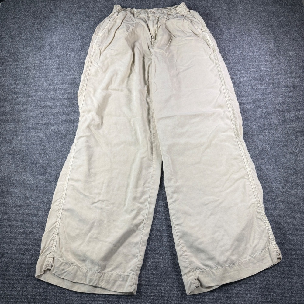 Aerie Wide Leg High Rise Relaxed Fit Pants Culottes Pleated Women XS Cream